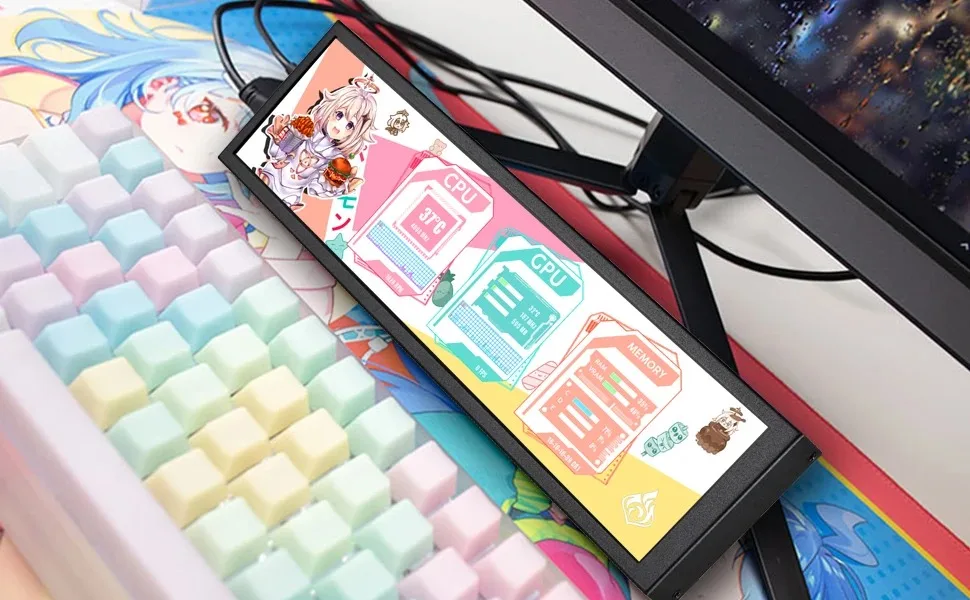 Wisecoco Monitor LCD Sentuh 8.8 Inci 1920X480 IPS Layar Kedua Portabel untuk Laptop Raspberry Pi TV Layar Sekunder AIDA64