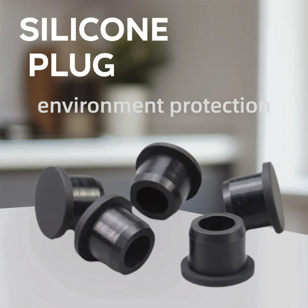 5/10Pcs Black T-Shaped ID6.8mm-23mm Silicone Pad Ith High Temperature Resistance And Perforated Hollow Sealing Dust Plug