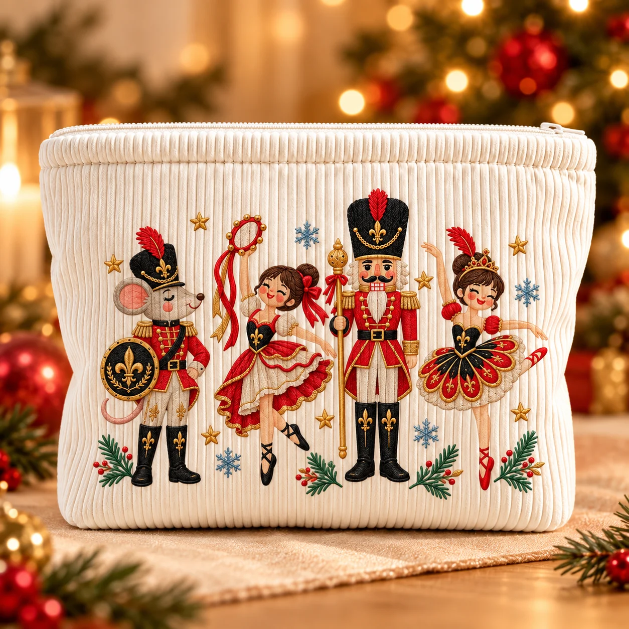 Printed Makeup Bag Cute Nutcracker Pattern Cosmetic Bag Portable Travel Toiletry Pouch Women Beauty Storage Organizer Gift Pouch
