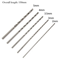 5Pcs Extra Long HSS High Speed Steel 150mm Drill Bit Set 2mm/3mm,3.5mm,4mm,5mm Bits For Wood, Aluminum, Plastic
