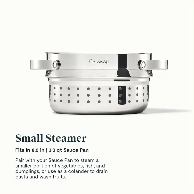 Steamer - Stainless Steel Steamer with Handles - Non Stick, Non Toxic Coating - Steam Veggies, Seafood