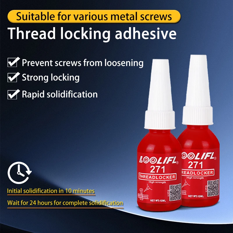 10ml Threadlocker Quick Drying Screw Locking Agent Thread Lock Fluid Strong Thread Fastening Adhesive, Screw Glue to Prevent Loosening & Corrosion