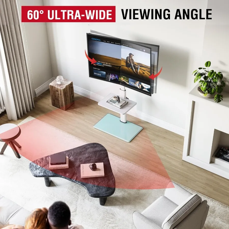 Floor TV Stand for 3265 TVs with 60 Degree Swivel and Tilting Function 8Level Height Adjustable Tall TV Mount Stand Ideal for L