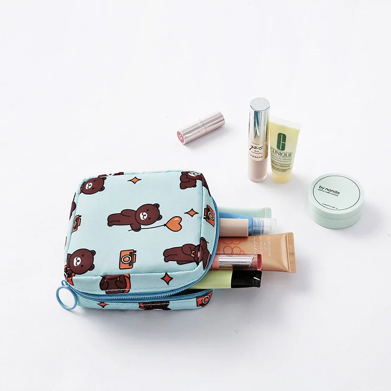 Women Small Cosmetic Bag Set Zipper Girls Mini Sanitary Napkins Makeup Lipstick Bags Travel Earphone Coin Organizer Pouch Bags