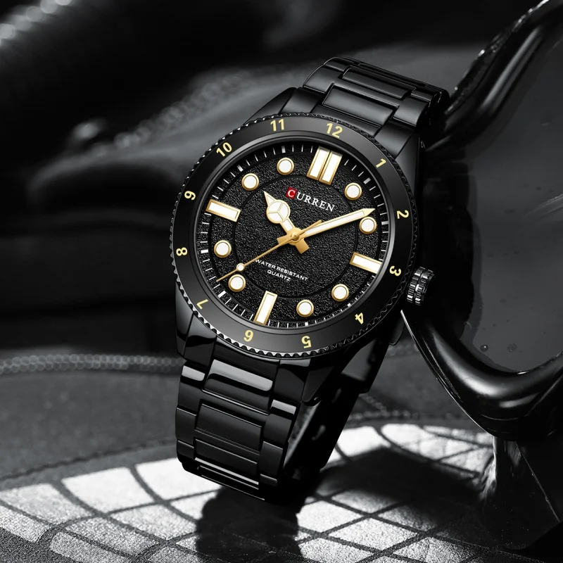 

CURREN 8450, роскошные брендовые мужские кварцевые часы, водостойкий ночник, спортивный ремешок из нержавеющей стали, простые деловые мужские часы, подарок