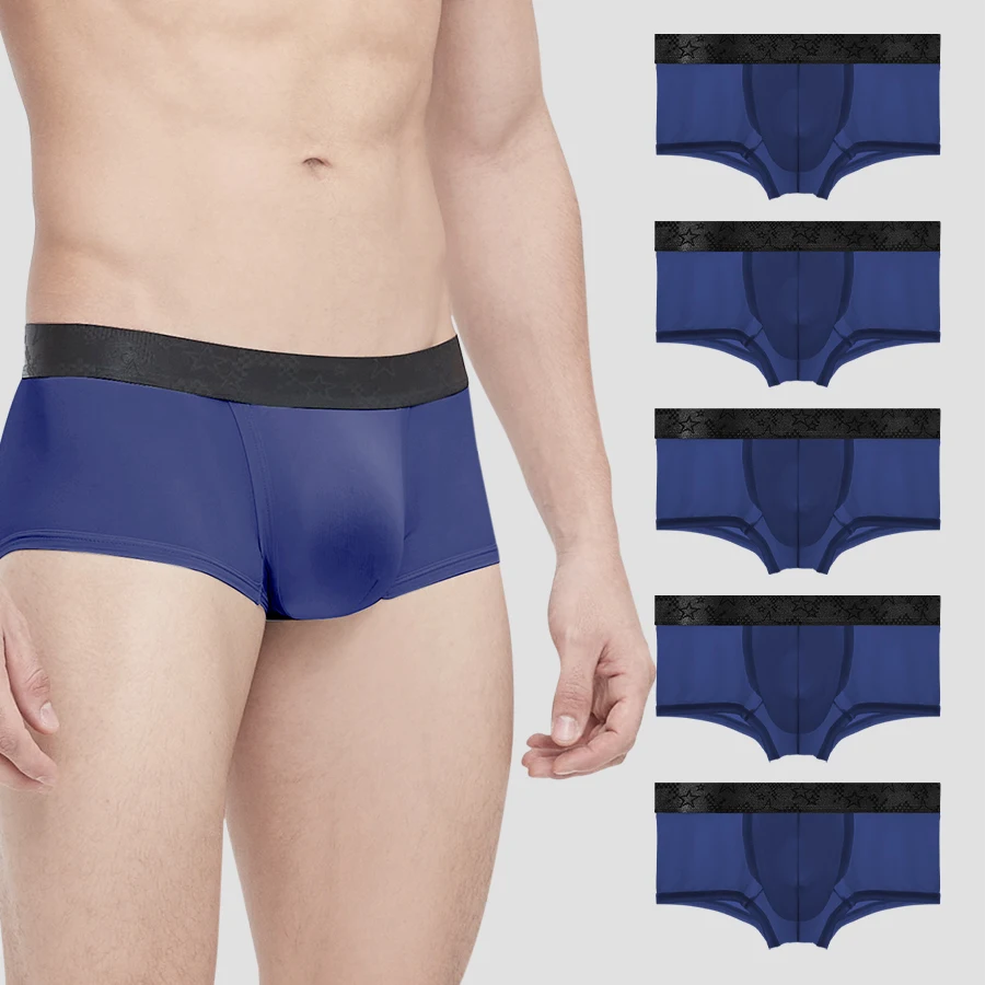 

Мужские трусы-боксеры из ледяного шелка, 5 шт., летние, тонкие, с поддержкой мошонки, с разделением для яичек, от варикоза