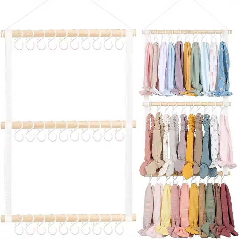 מחזיק סרט ראש לתינוקות עם קשת לשיער, מארגן תלייה על הקיר, אביזרי שיער לתצוגה וקישוט לחדר התינוקות