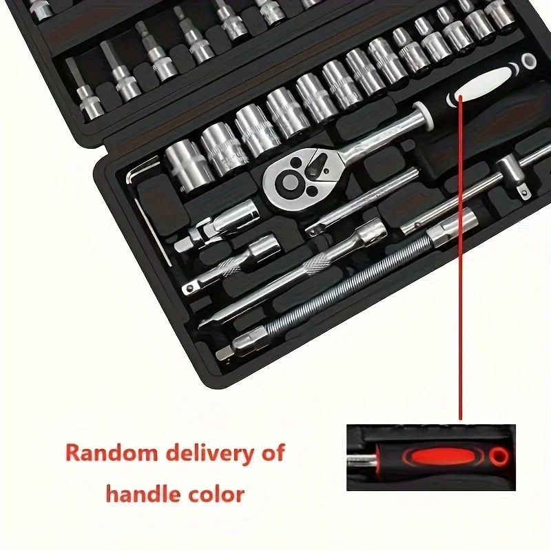 46pcs Car Repair Tool Kits Combination Ratchet Torque Spanner Metalworking 1/4-Inch Socket Wrench Set Auto Mechanic Repair Tools