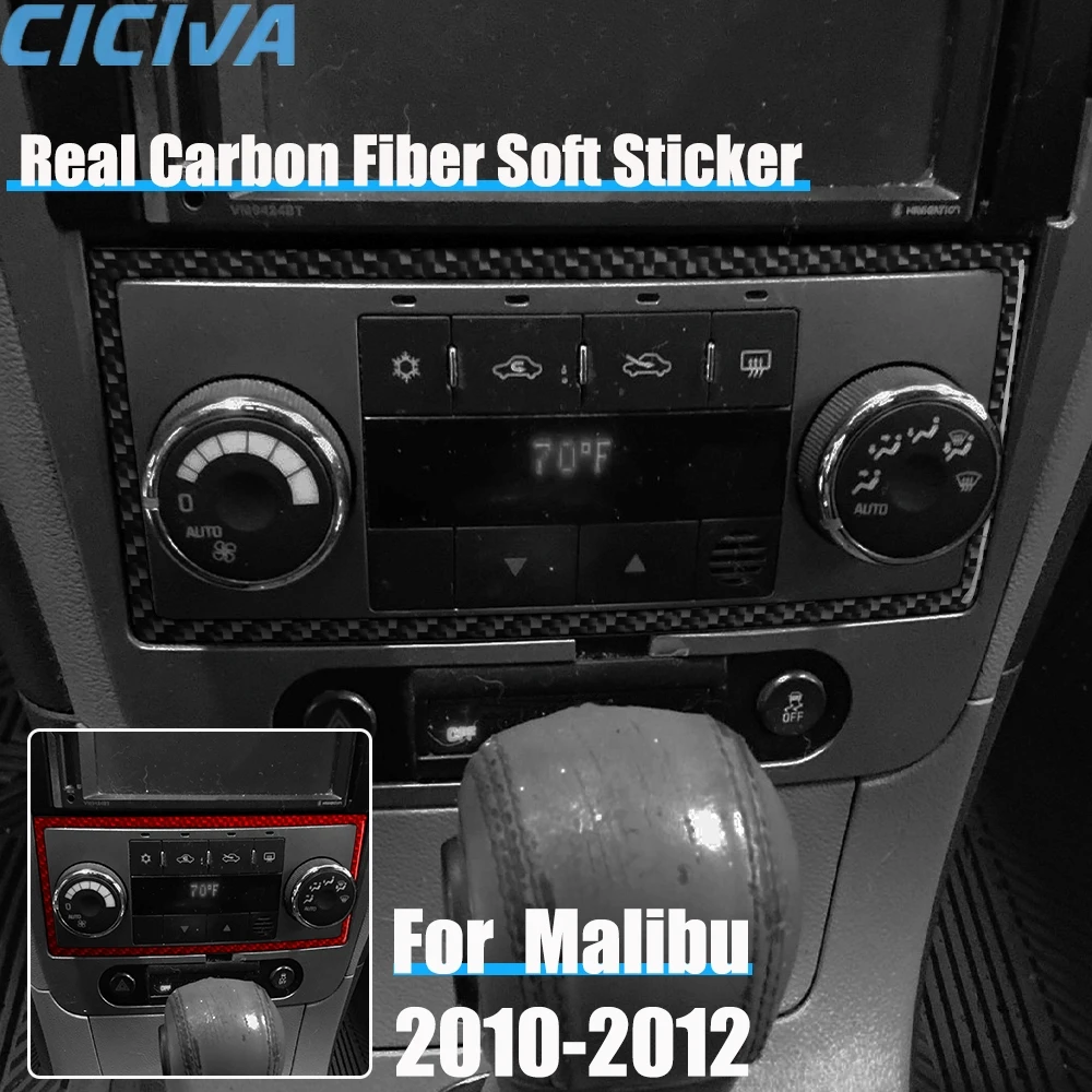 

Real Carbon Fiber Car Accessories Climate Control Frame Decorative Trim Cover Soft Sticker For Chevrolet Malibu 2010 2011 2012
