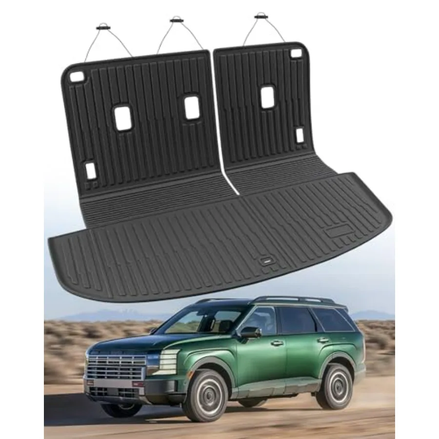 

Коврик в багажник для Palisade 2026, подходит для 7/8 мест, всепогодный, из TPE, с ковриком на спинку сидений, для гибридных и бензиновых моделей, черный, резиновый, для пола салона