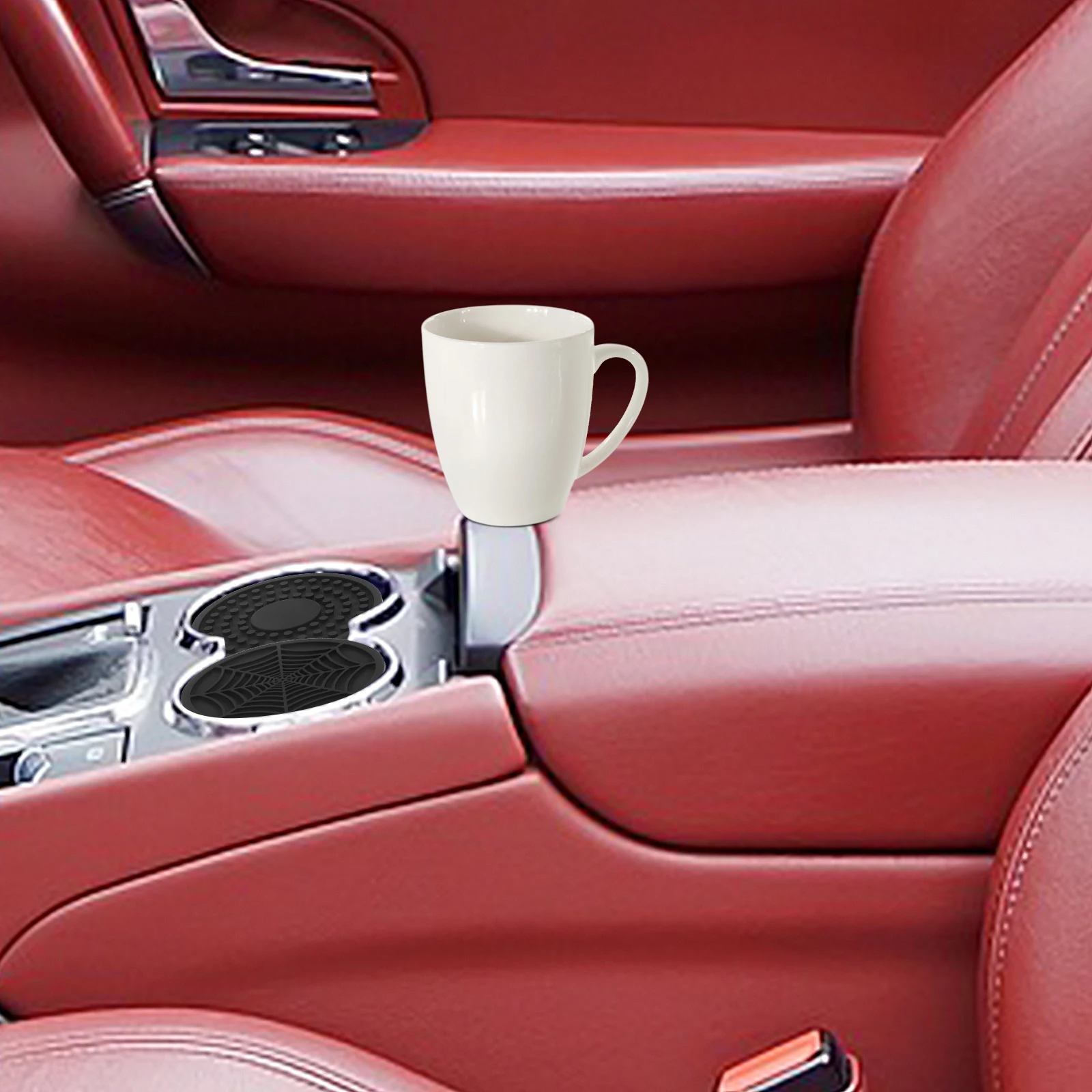 

4pcs Silicone Car Cup Holder Mats Anti Skid Drink Coasters Universal Size Splashproof Heat Resistant Reusable Coasters For