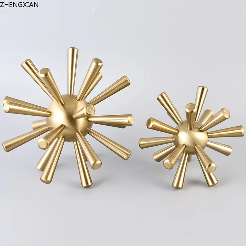 Creativity Sea Urchin Crafts Desk Ornaments Living Room Decoration Metal Crafts Spiny Ball Sculpture Modern Home Decor Artwork