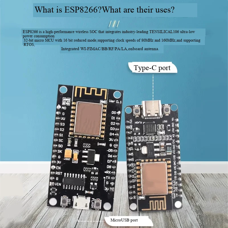 ESP8266 Serielles WIFI-Modul, CP2102/CH340, NodeMCU, Lua V3 IoT-Entwicklungsboard Ausgestattet mit 0,96-Zoll-Bildschirm / DHT11-Modul – Detail 2