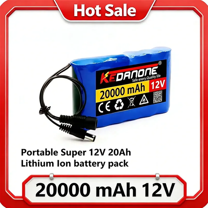

18650 3S2P 12V 20000mAh Original Lithium Ion Battery DC 12.6V 31Ah Rechargeable CCTV, Camera Monitor Replacement Battery+