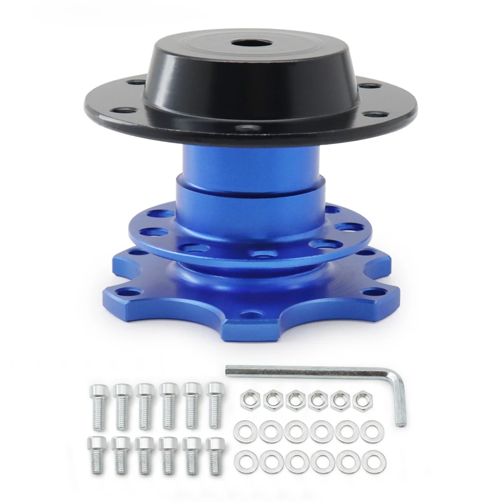 Universal Aluminum Steering Wheel Quick Release Hub Adapter For 6 hole Steering Wheel Removable Snap Off Boss Kit