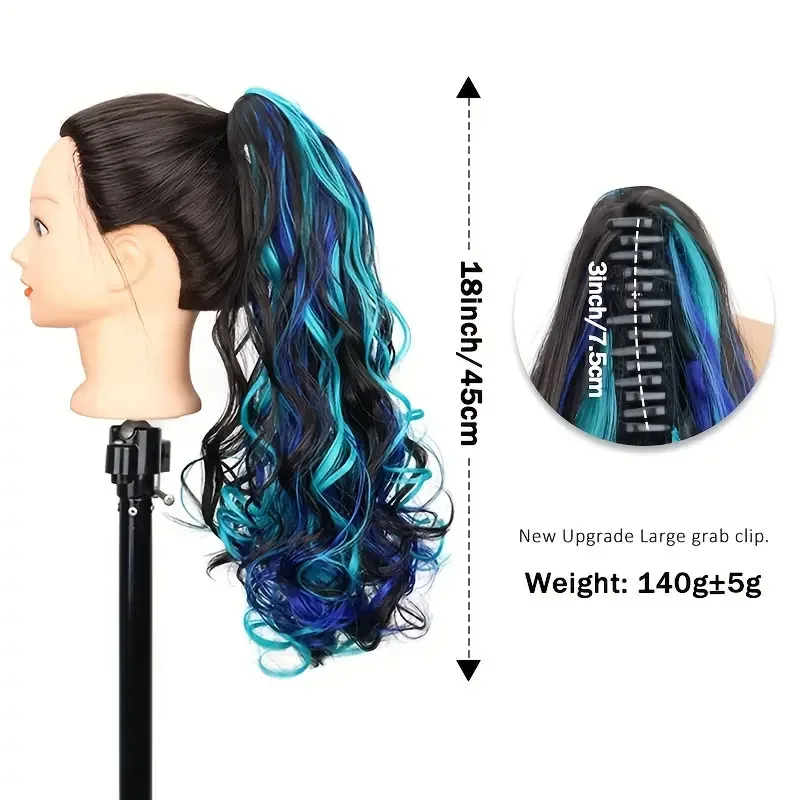 شعر مستعار سيدة عالية ذيل حصان كبير مخلب كليب ملون أومبير مجعد الاصطناعية عالية ذيل حصان ملون جديلة شعر مستعار الملحقات