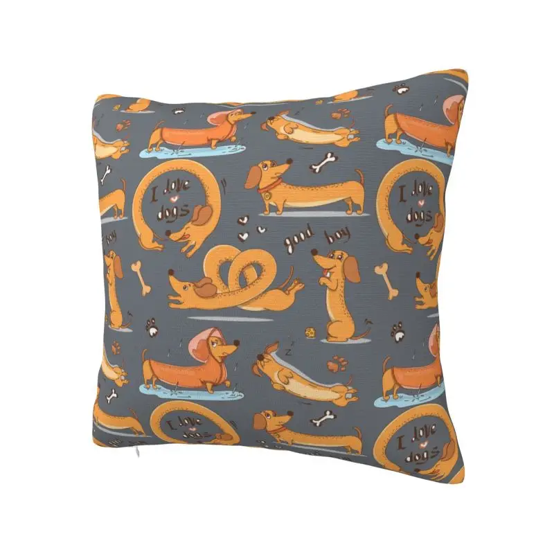 Custom Dachshund I Love Dogs Cushion Cover Sofa Home Decor Square Pillow Case