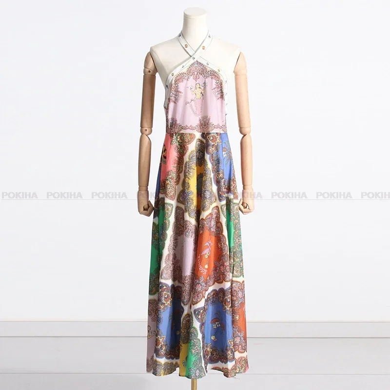 2024 Sexy Strapless Print Maxi Jurk Mode Vrouwen Rugloze Vakantie Veteraan Strand Lange Jurken Chique Vrouwelijke Vestidos Zomer