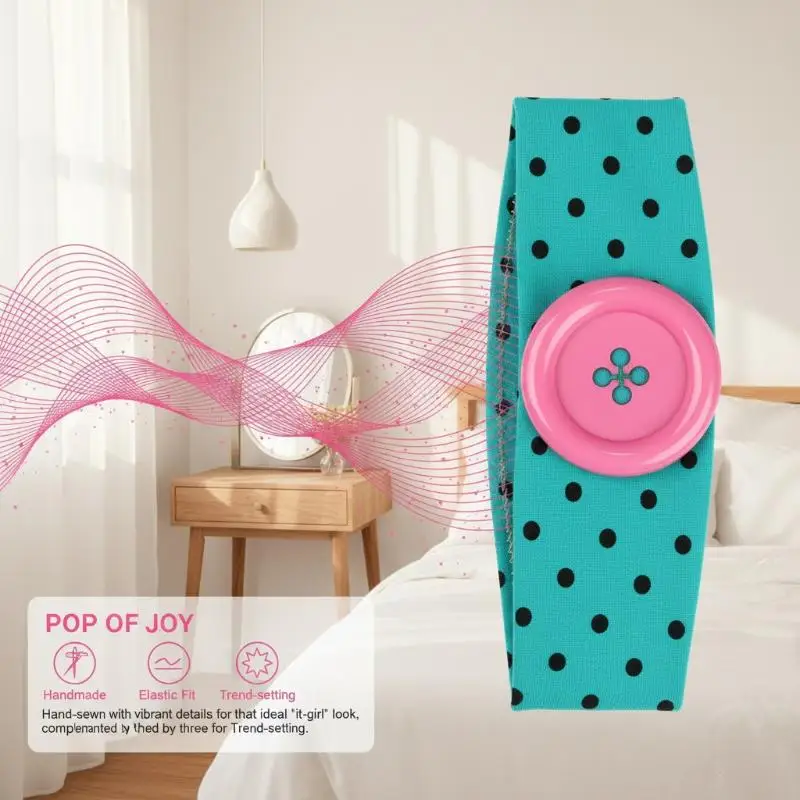 Summer Dopamine Large Button Wave Dot Headband Fashionable Ins Style Elastic Headband Colorful Hair Accessories For Women Girls