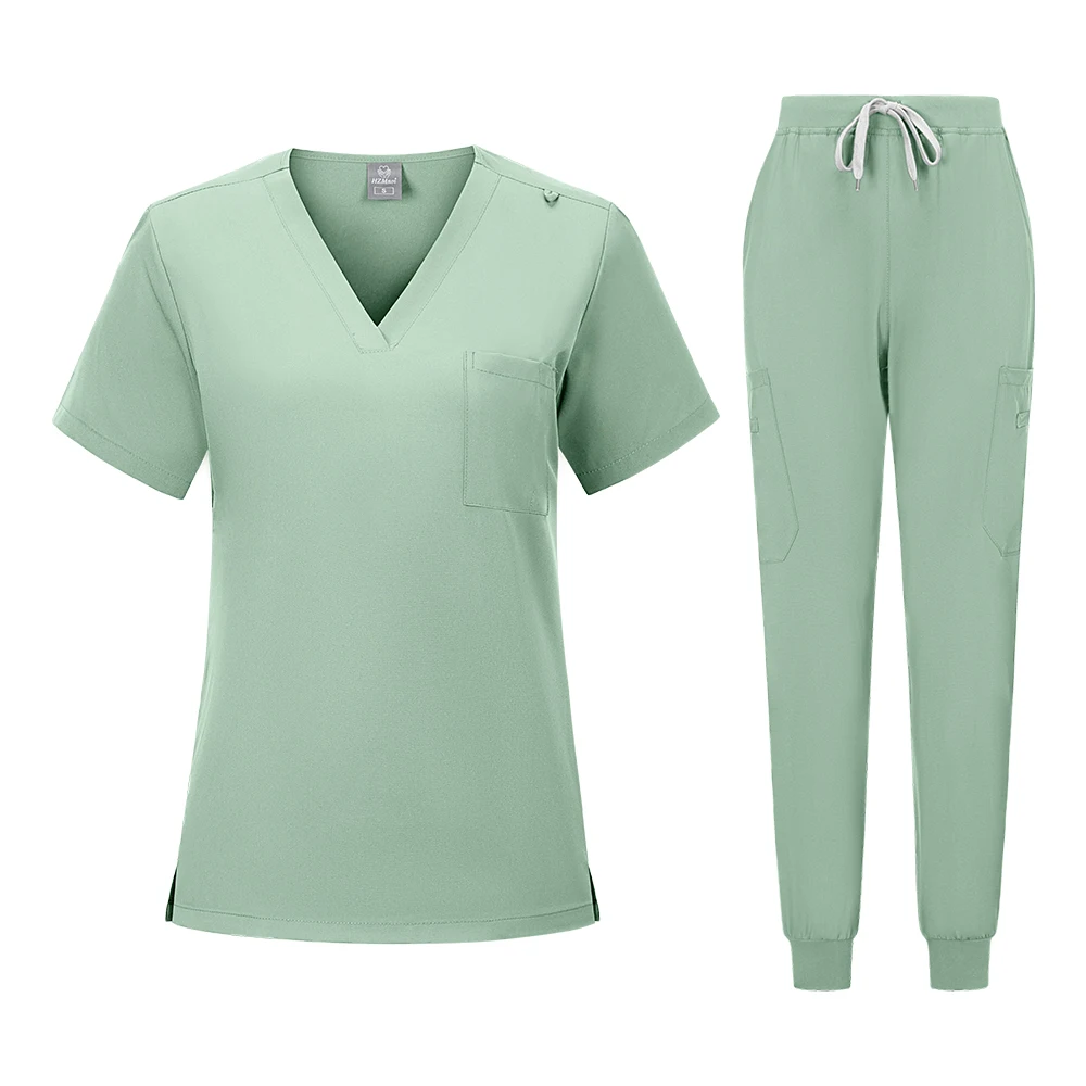 Ensemble de blouses médicales à séchage rapide, uniformes d'infirmière, vêtements de travail pour Salon de beauté, haut chirurgical + pantalon de jogging, vêtements de travail pour clinique avec poches