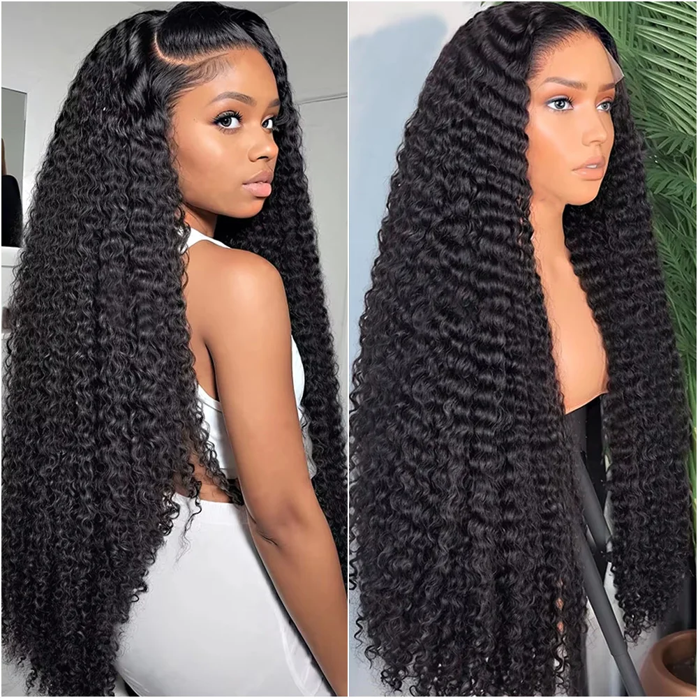 

Парик из 100% натуральных человеческих волос Deep Wave Black, 13x6 HD Lace Front, предварительно выщипанный, бразильские волосы, 7x6 Glueless Lace, 18-40 дюймов, плотность 220%