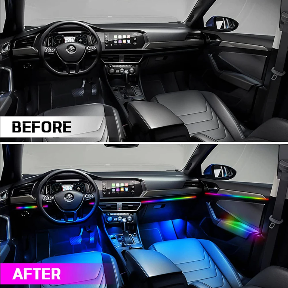 RGB Symphony Ambient Light Parts 64 Colors 35cm 75cm 110cm LED Light Strip 3 Pins/4 Pins Plug Atmosphere Lamp Car Accessories