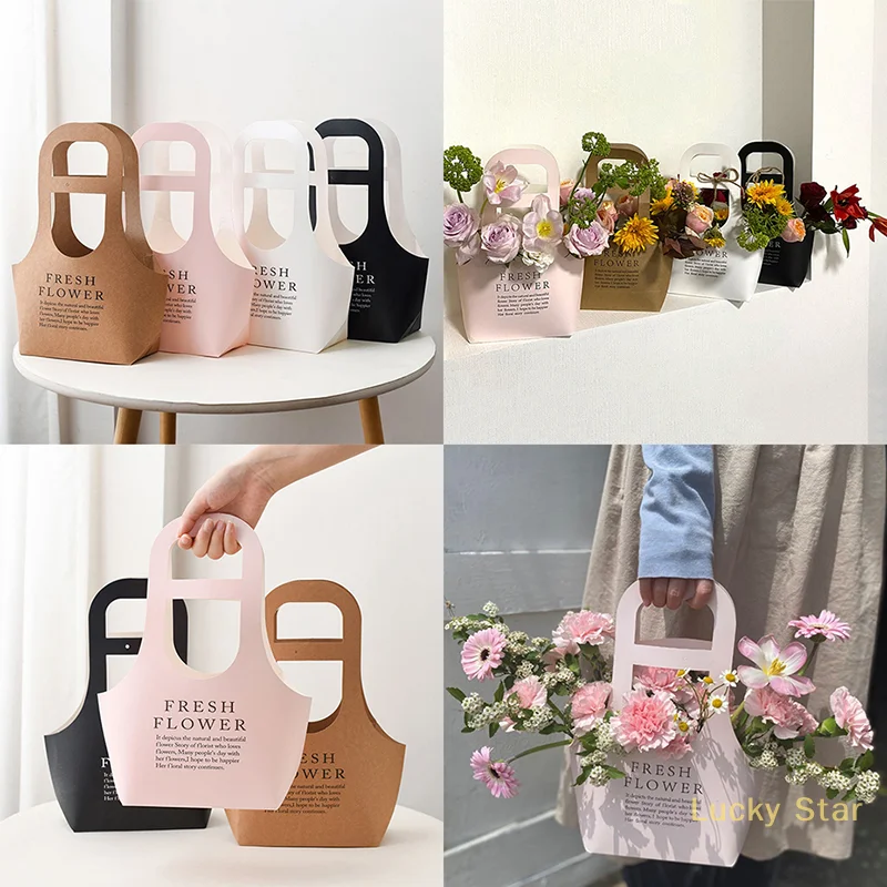 

Packaging Flower Box Rose Wrapping Handheld Waterproof Kraft Paper Bag Wedding Decoration Gift Bag Bouquet Packaging Bag