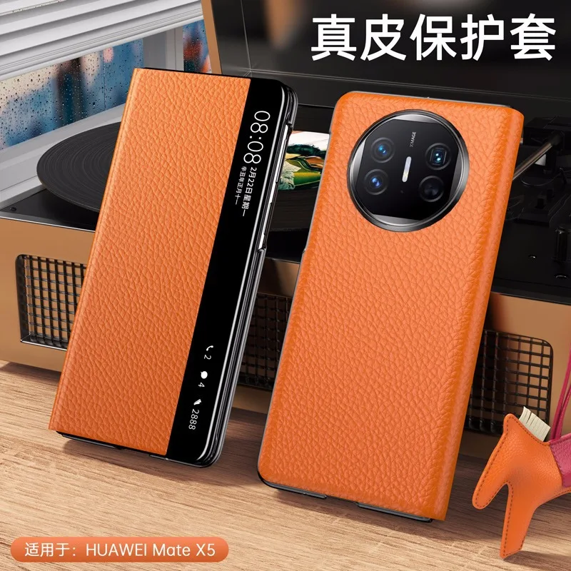 

Роскошный защитный чехол Wobiloo из натуральной кожи с умным окном для Huawei Mate X5 X3 X6, коллекционная версия, раскладушка, складной чехол