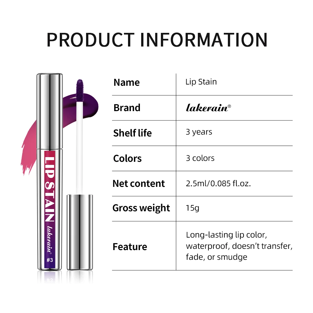 Lakerain Peel Off and Reveal Lip Stain - Długotrwały, wodoodporny różowy odcień ust, odporny na transfer naturalny plam do ust