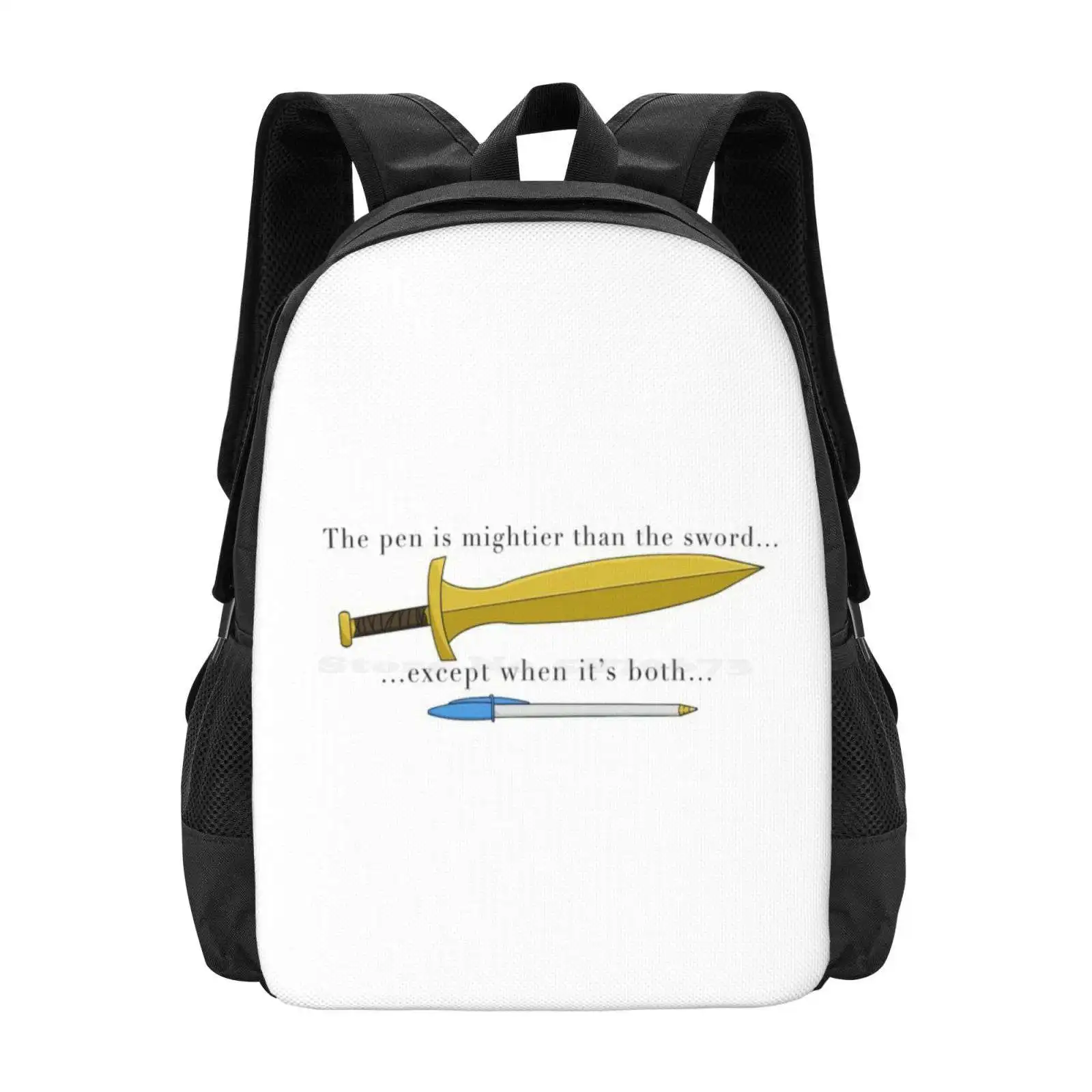 Pen Vs Sword 3D Print Design Backpack Student Bag Percy Jackson Pen Sword