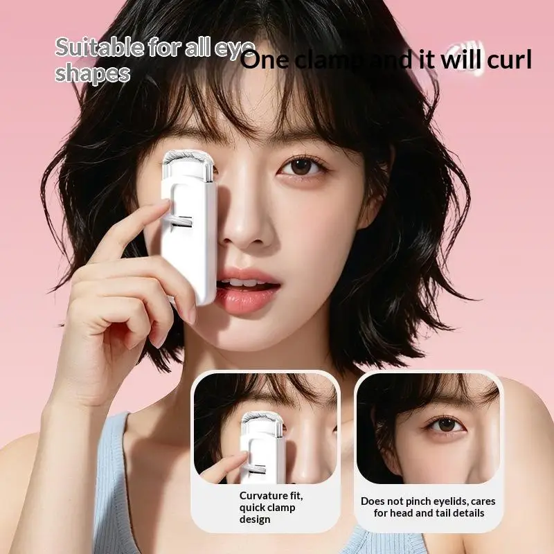1Pc Long Lasting Electric Eyelash Curler Portable Lightweight USB Rechargeable Simple Control Beauty Tool