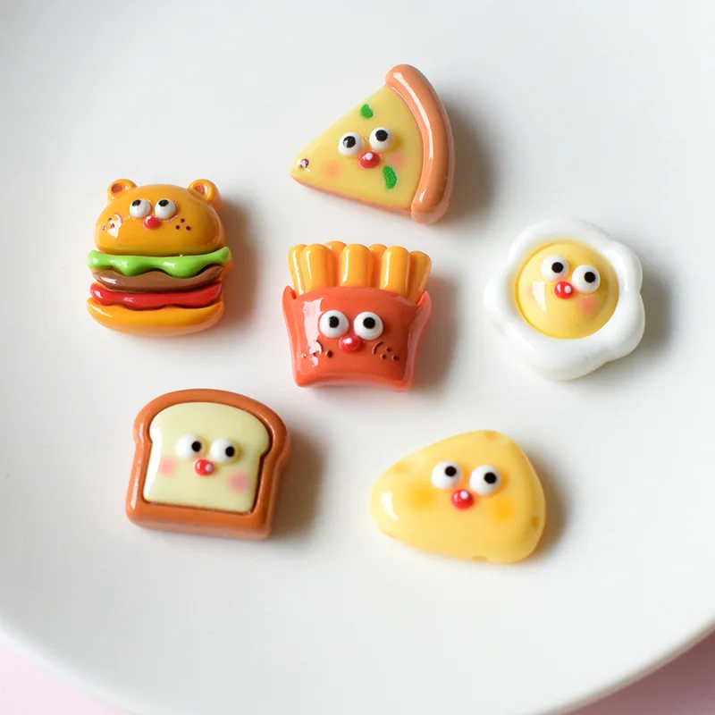 5pcs cute bread egg cartoon resin flatback diy kawaii resin accessories crafts materials scrapbooking embellishment