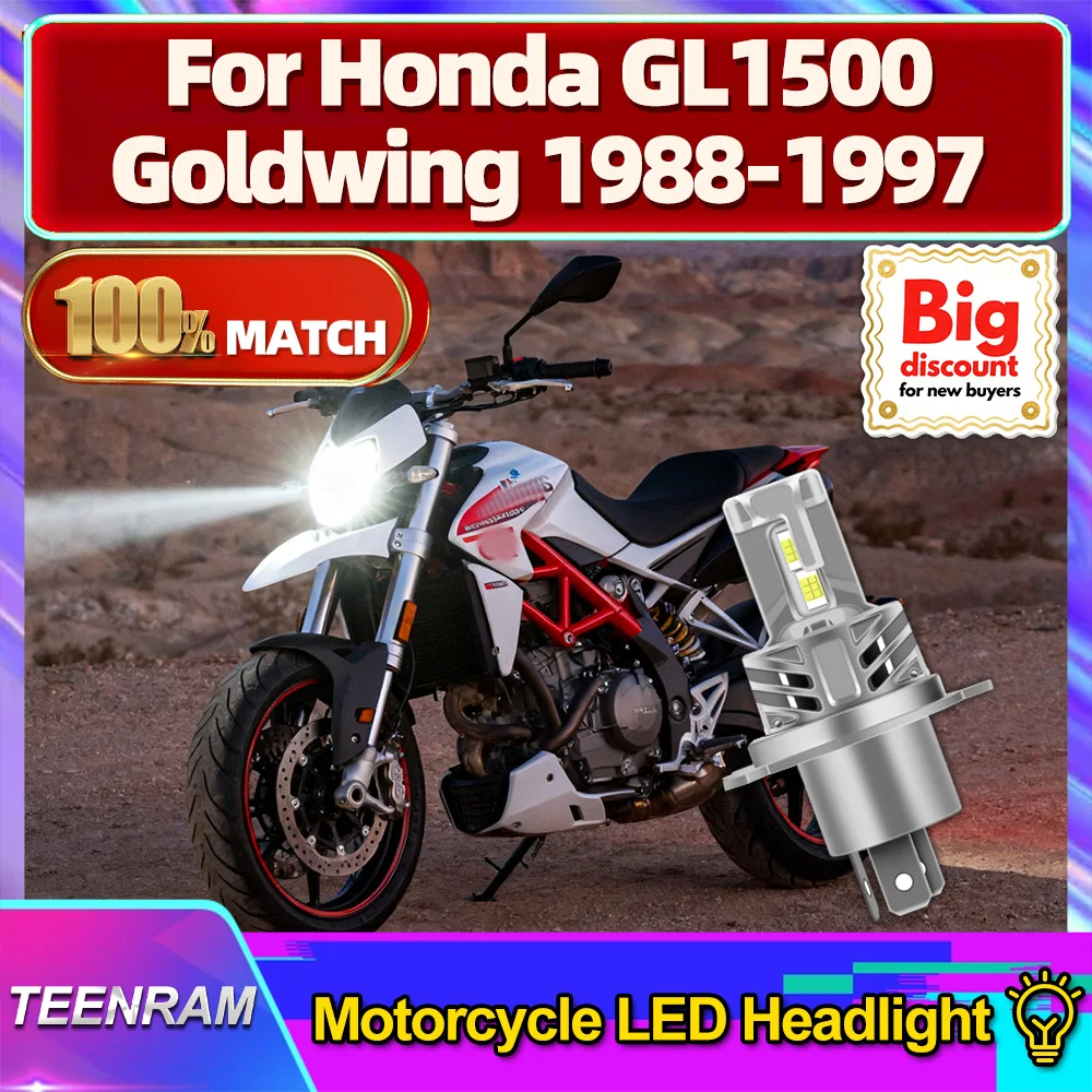 

TEENRAM для Honda GL1500 Goldwing 1985 1986 1987 1988 1989 1990-1997 мотоциклетная светодиодная лампа для фар Hi/Lo мотоциклетная фара