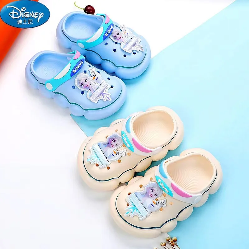 Disney Summer Kids Girls Sandals Cartoon Frozen Elsa Olaf Print Beach Shoes Children Princess Indoor Bath Slippers Toddler Shoes