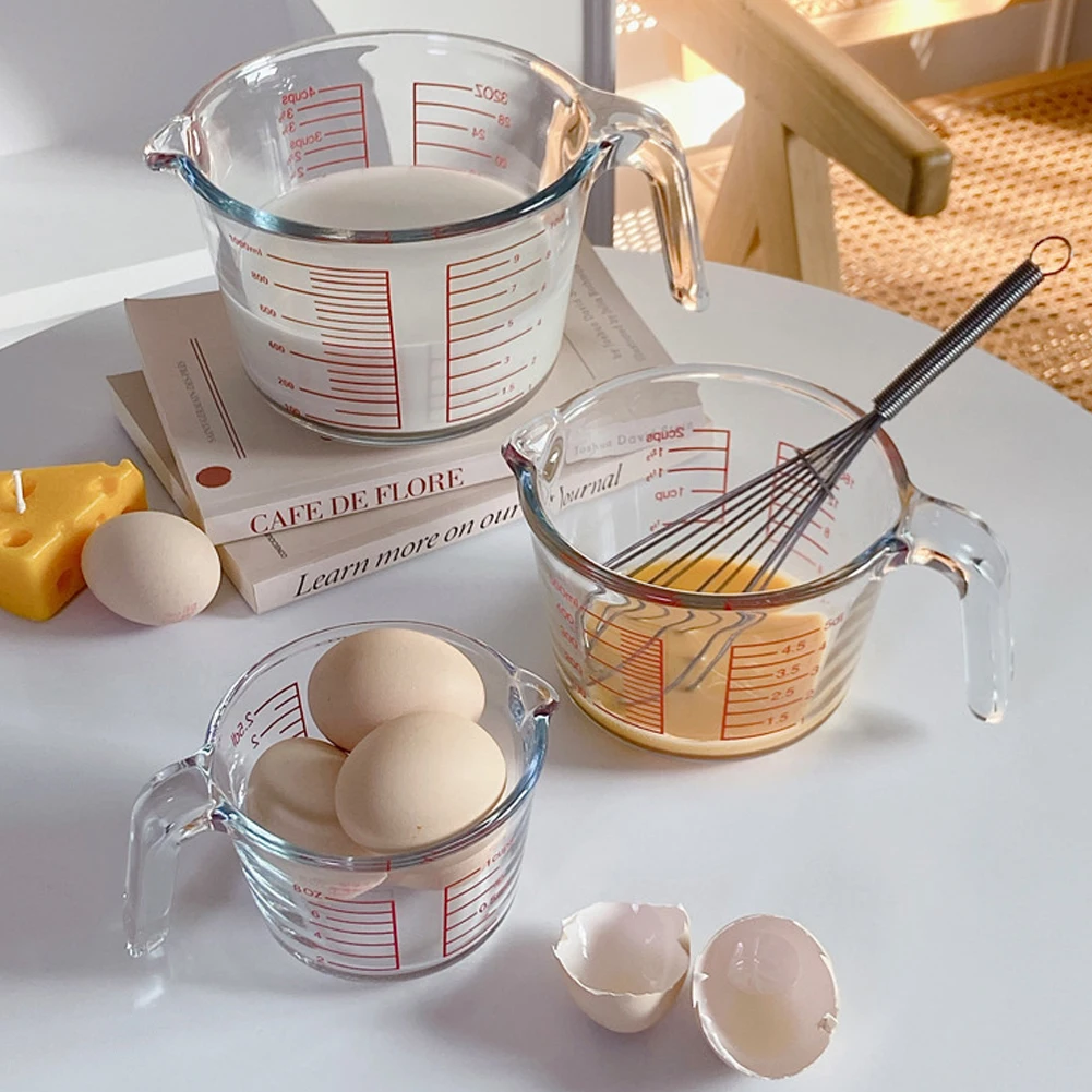 Large Glass Measuring Cup,Kitchen Mixing Bowl,Liquid Measure Cups,Baking Safe for Microwave,Coffee Accessories for Fruit Salads