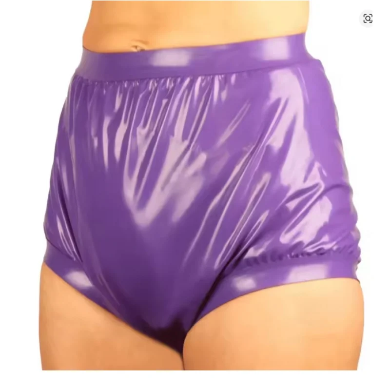High Waist Latex Panites Loosely Rubber Diaper Briefs Underpants