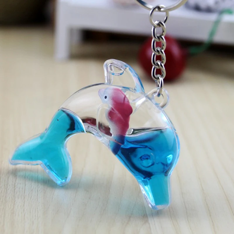 Floating Dolphin Keychain For Car Keys Ring Cute Whale Ocean Pendant Accessories Women Bag Charms Pendant Gift