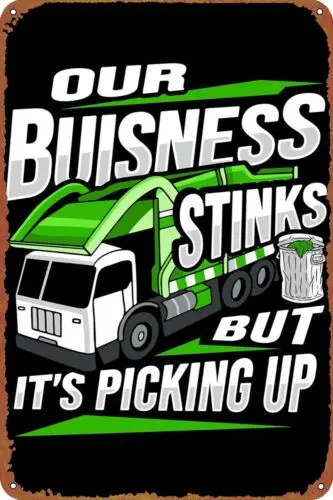 

Мусорный грузовик мусорный парень плакат жестяной знак Настенный декор Ретро металлический жестяной знак
