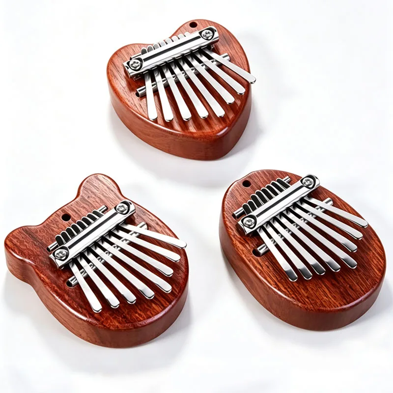 Pocket Wooden Kalimba 8Key High Quality Exquisite Finger Piano Pendant Christmas Birthday Party Favors Stress Relief Gifts