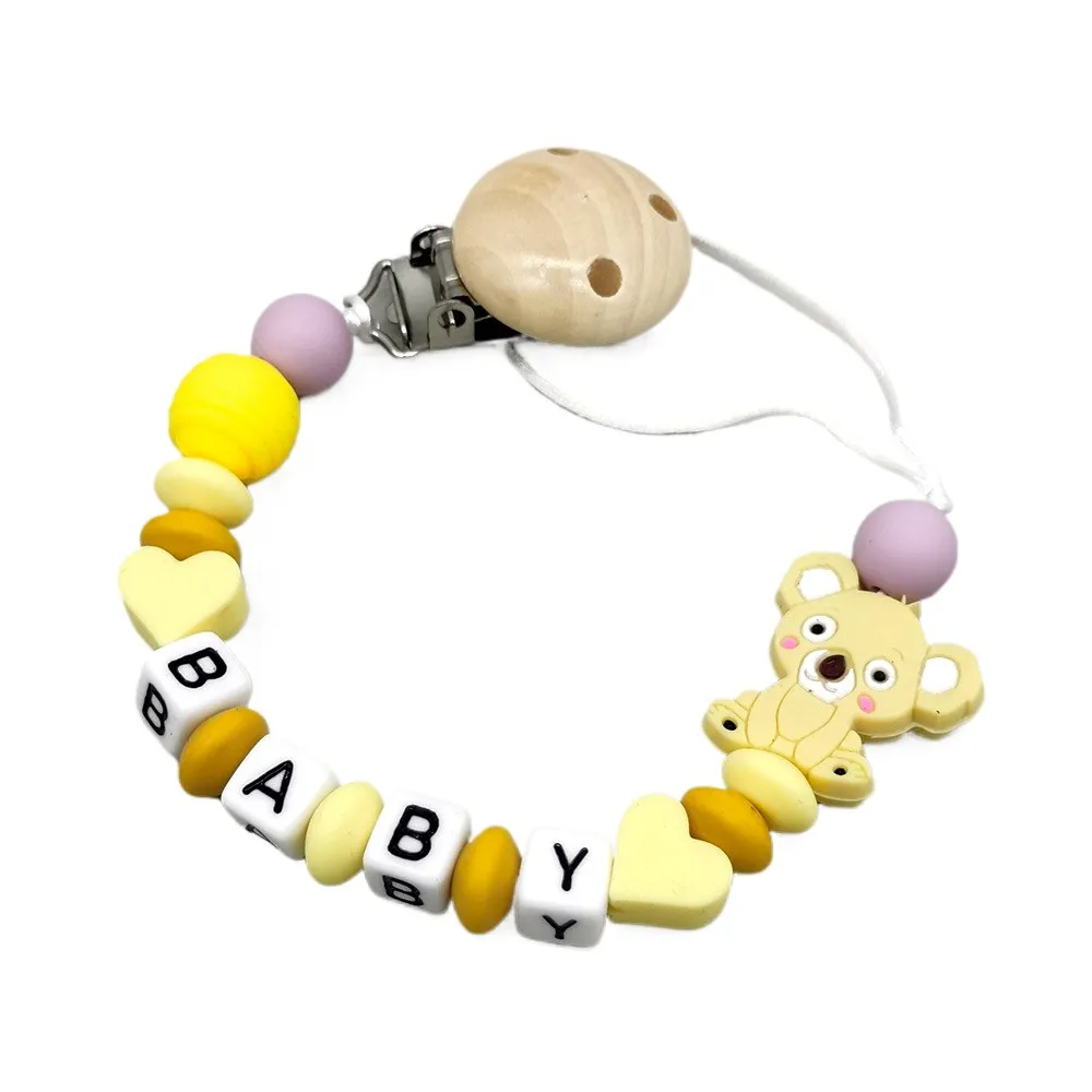 

Multicolor Koala Baby Pacifier Clip, Wooden & Silicone Beads, BPA-Free Infant Pacifier Leash for Newborn