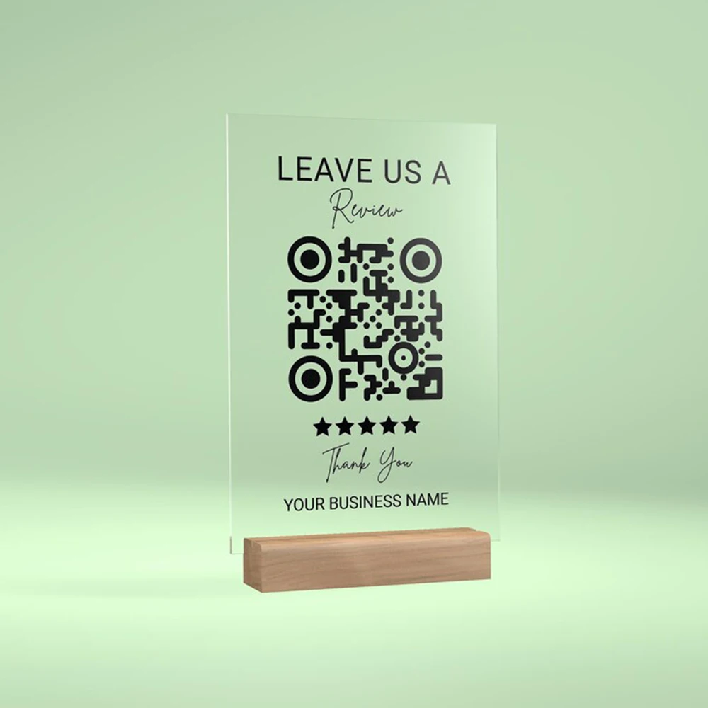 Personalized UV Printed QR Code Business Sign Acrylic Decorative Plaque for Shop Restaurant Bar Wifi Payment Display Premium