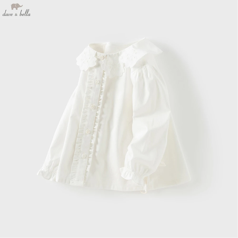 

Dave Bella, детская рубашка с длинными рукавами для девочек, весенне-осенняя милая блузка, милая хлопковая вечерние формальные повседневные рубашки, топы DB1250275