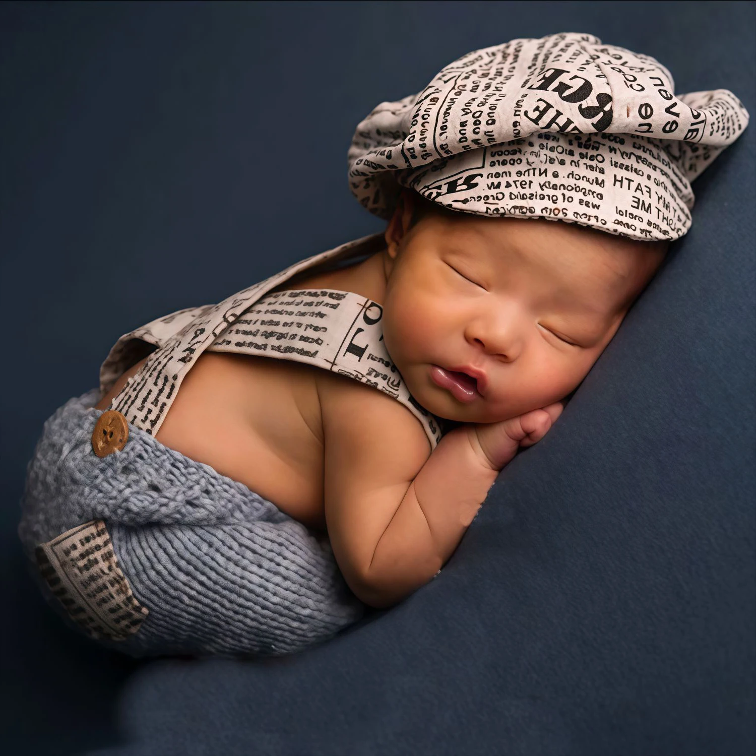 

Наряд с газетным принтом для новорожденных, вязаные штаны, шапка для фотографии, милый реквизит для ребенка, идеально подходит для фотосессии, детской фотографии