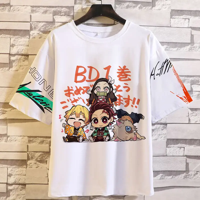 

Anime Game Demon Slayer Short Sleeve Two-Dimensional Unisex Trendy Plus Size Clothing Tanjiro Kamado Merchandise T-Shirt Summer
