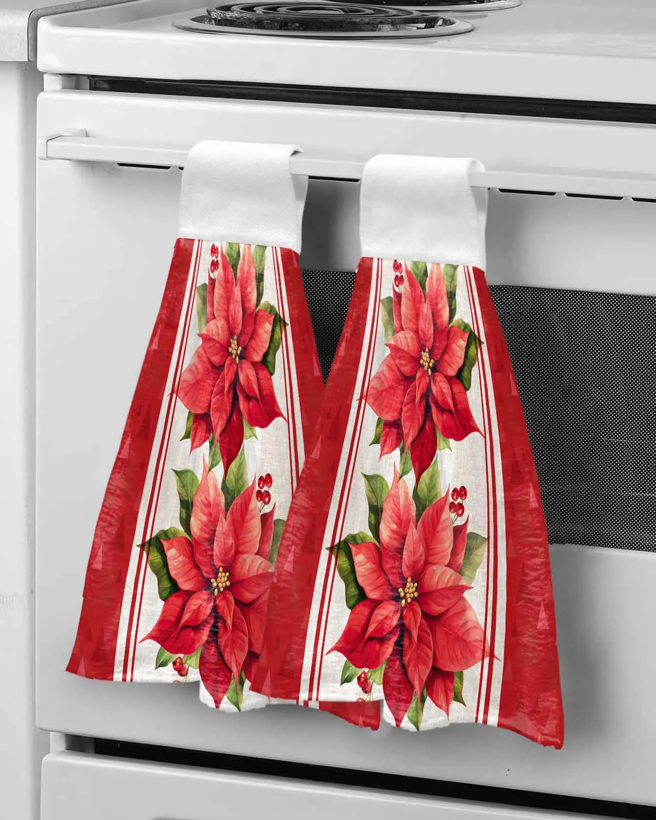 Christmas Tree Flowers Wipe Hand Towel Absorbent Hanging Towels Home Kitchen Wipe Dishcloths Bathroom Bath Wipe