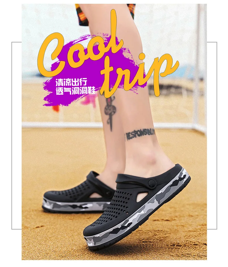 Herren-Slipper für den Sommer, Atmungsaktive Outdoor-Sandalen, Kühlende Outdoor-Fußbekleidung, Rutschfeste Strand-Slipper, Straight Drag – Detail 19