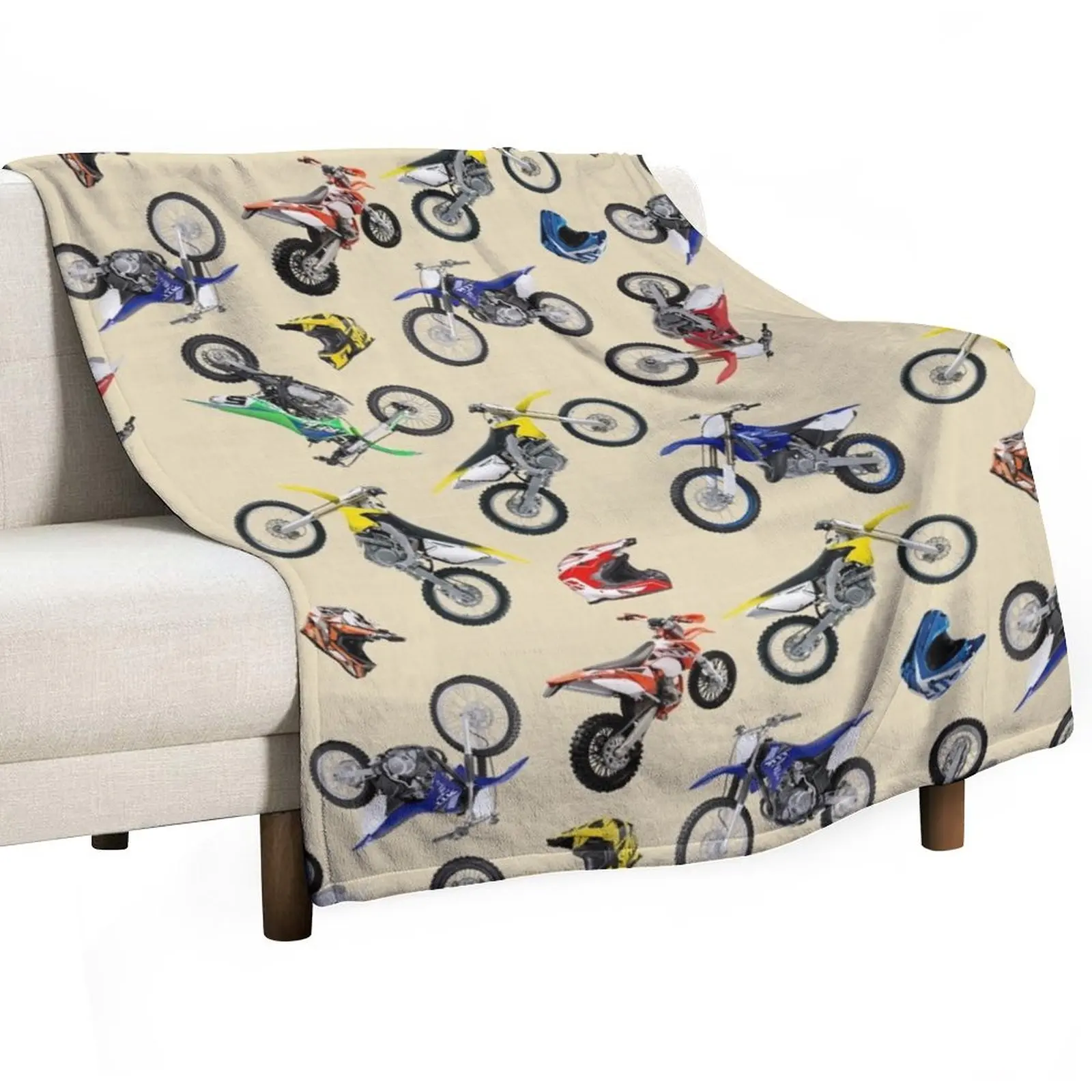 

Motocross Bikes And Helmets Pattern Throw Blanket Thermal Soft Blankets