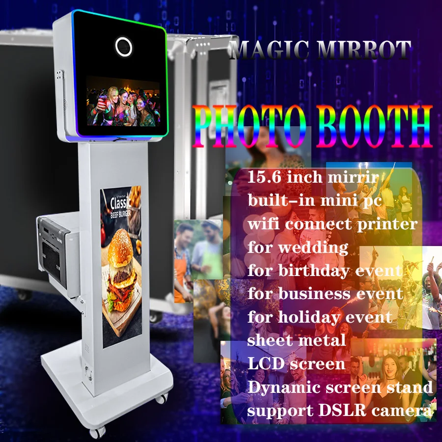 

15.6'' Full Touch Digital DSLR Camera Photo Booth Business Event Wedding Selfie Machine Dynamic Screen Stand Wifi Connect Print