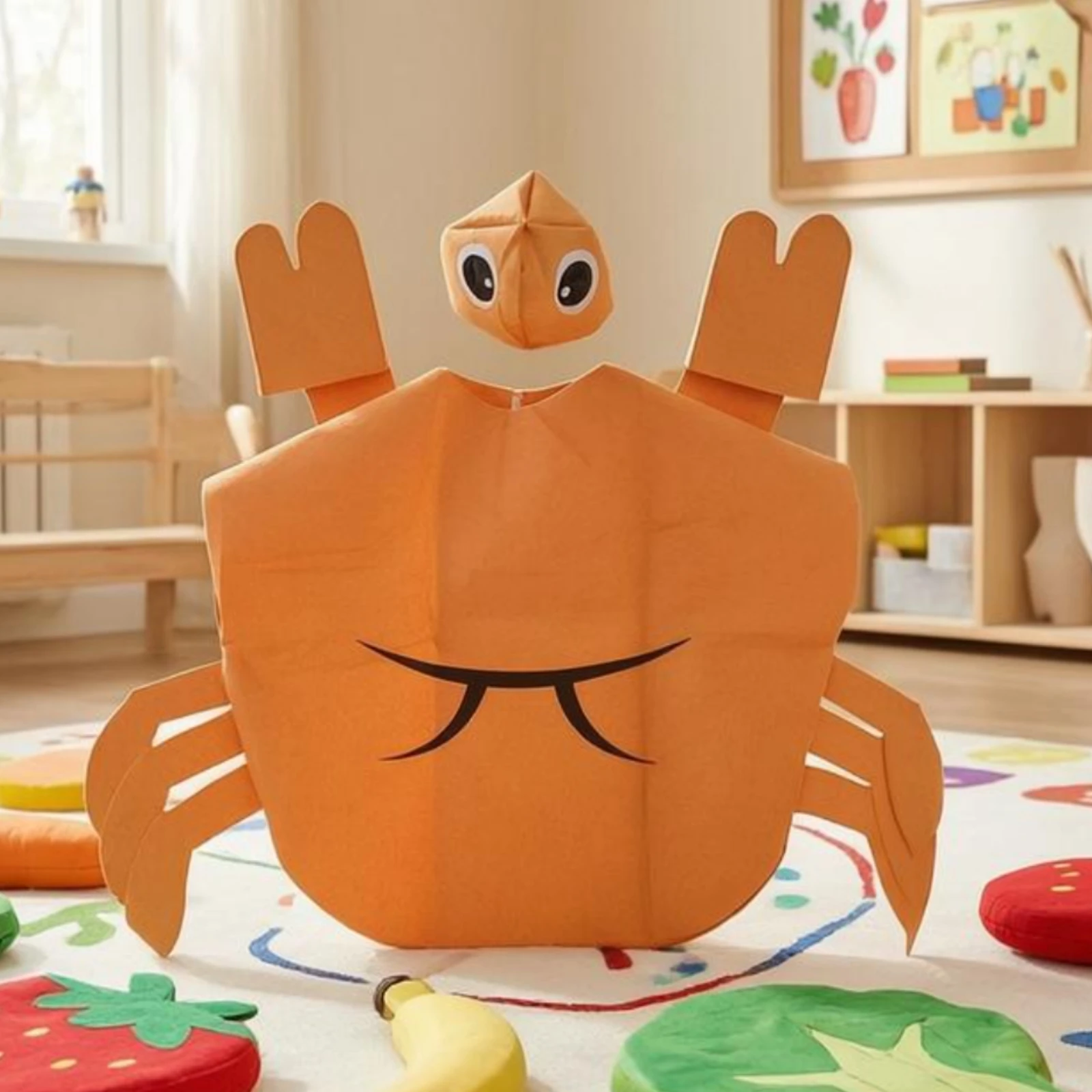 Slip-on Crab Costume Claw-Shaped Crab Dress-up Costume Children's Wear Printed Markings Ocean Themed for Stage