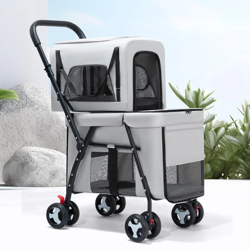 

Double Layered Pet Stroller Foldable Large Dog Pet Stroller Breathable Mesh Dog And Cat Stroller For Dog Walking Transport Car